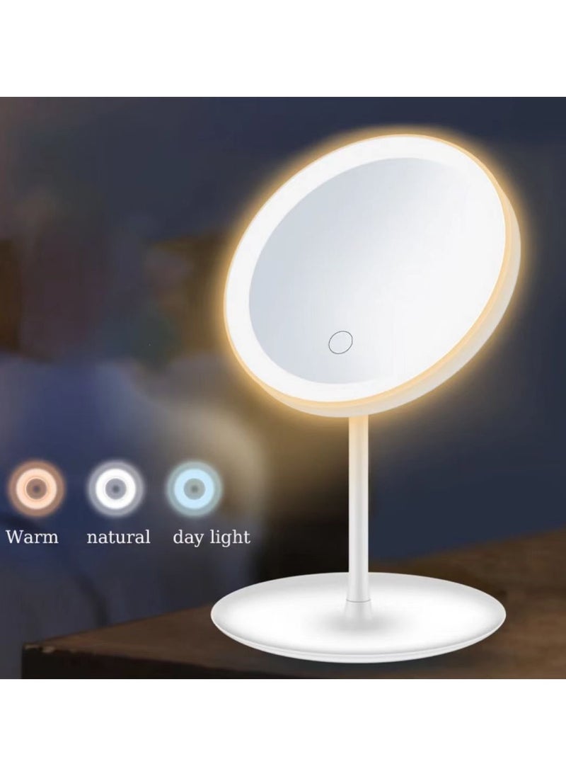 Generic Smart LED Makeup Mirror with Touch-Control, USB Rechargeable, 3 Color Lights Adjustable  - Image 2