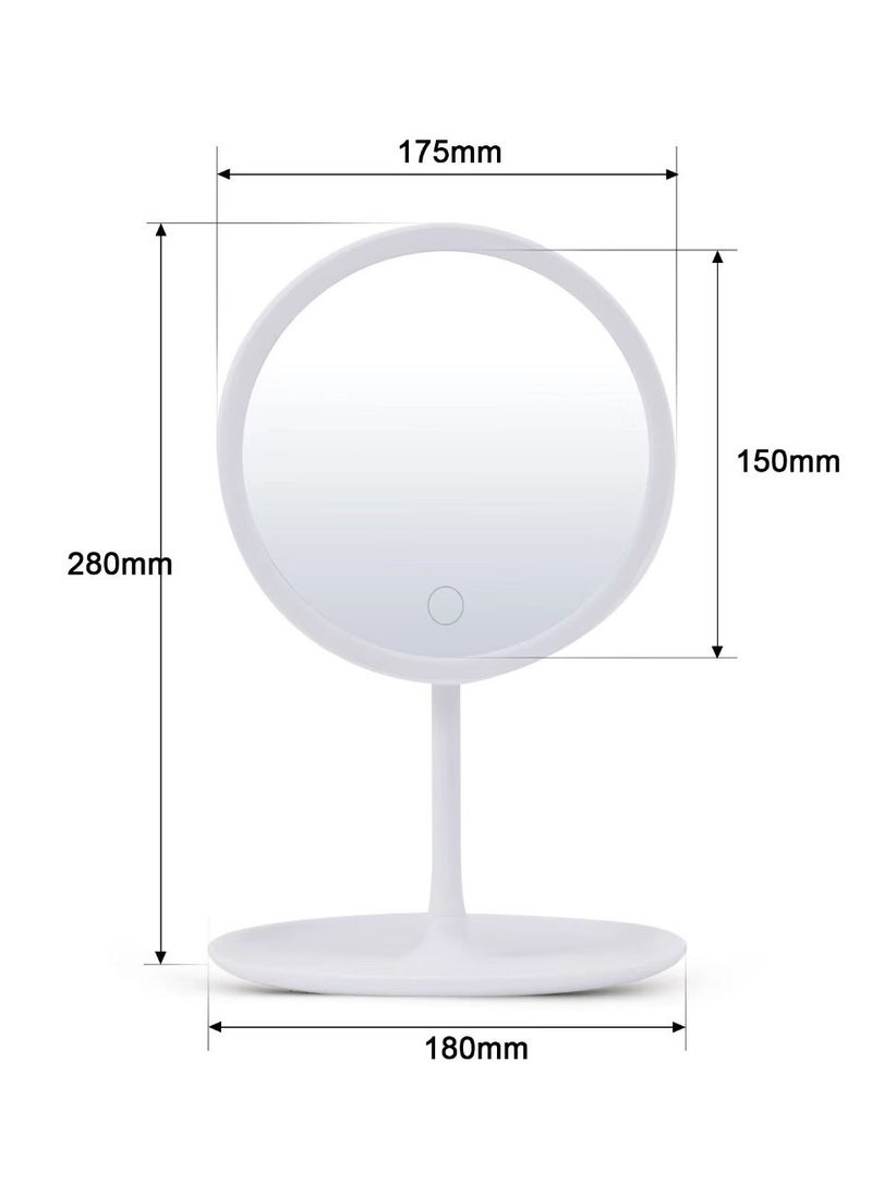 Generic - Smart LED Makeup Mirror with Touch-Control, USB Rechargeable, 3 Color Lights Adjustable - Image 1