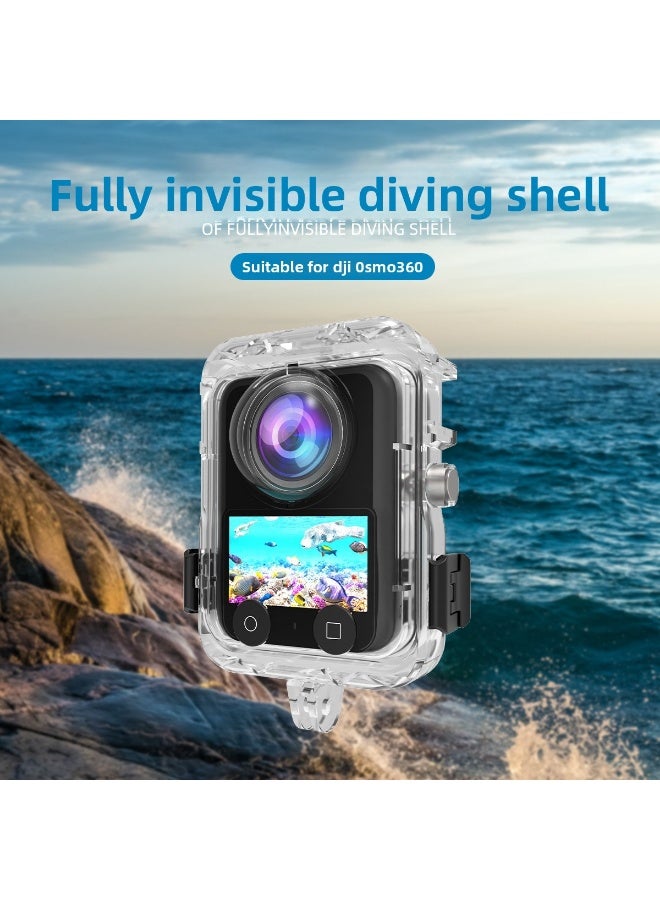 جراب مقاوم للماء مناسب لـ DJI OMSO360 بزاوية ‎360°‎ لتصوير بدون فواصل، غطاء حماية بعدسة شفافة مضادة للضباب ومقاومة للخدش، هيكل PC متين، غلاف غوص حتى عمق 40 مترًا - Image 2