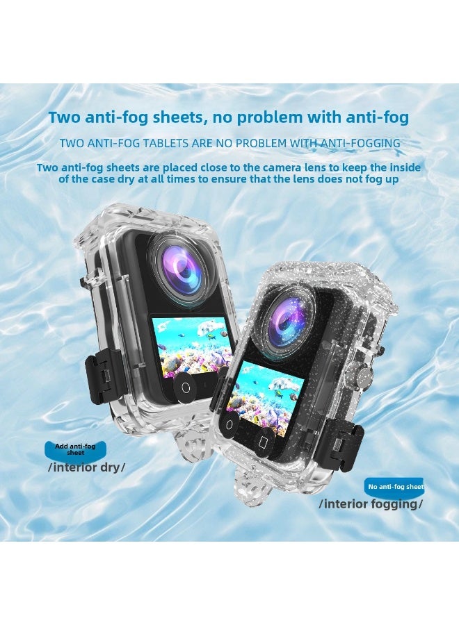 جراب مقاوم للماء مناسب لـ DJI OMSO360 بزاوية ‎360°‎ لتصوير بدون فواصل، غطاء حماية بعدسة شفافة مضادة للضباب ومقاومة للخدش، هيكل PC متين، غلاف غوص حتى عمق 40 مترًا - Image 4