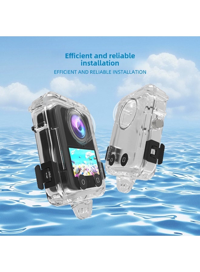 جراب مقاوم للماء مناسب لـ DJI OMSO360 بزاوية ‎360°‎ لتصوير بدون فواصل، غطاء حماية بعدسة شفافة مضادة للضباب ومقاومة للخدش، هيكل PC متين، غلاف غوص حتى عمق 40 مترًا - Image 3