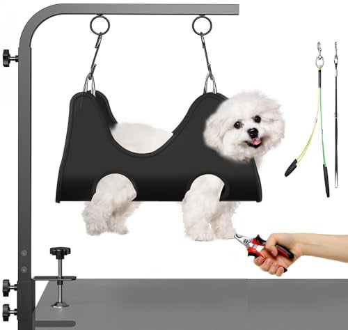 Josmimic Adjustable Dog Grooming Arm with Clamps: 42" Height-Adjustable Pet Grooming Stand with Hammock and No-Sit Haunch Holders, Ideal for Home Grooming, Trimming, and Nail Clipping (Table Not Included) - Image 1