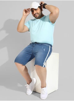 Instafab Plus Men's Classic Blue Medium-Washed Regular Fit Denim Shorts  - Image 1