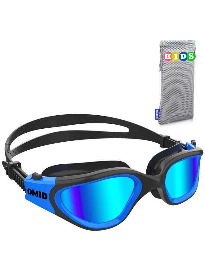 OMID نظارات سباحة للأطفال P2 مريحة قطبية للجنسين نظارات سباحة للأطفال مضادة للضباب لا تسرب مع حماية من الأشعة فوق البنفسجية العمر 6 14 (أسود أزرق) - Image 1