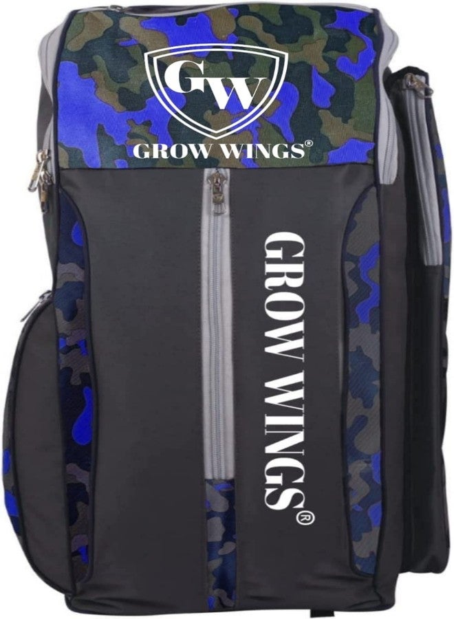 Grow wings حقيبة أدوات الكريكيت من جرو وينجز، تصميم فريد مع حقيبة مبطنة سميكة للاعب الكريكيت {أزرق} - Image 1