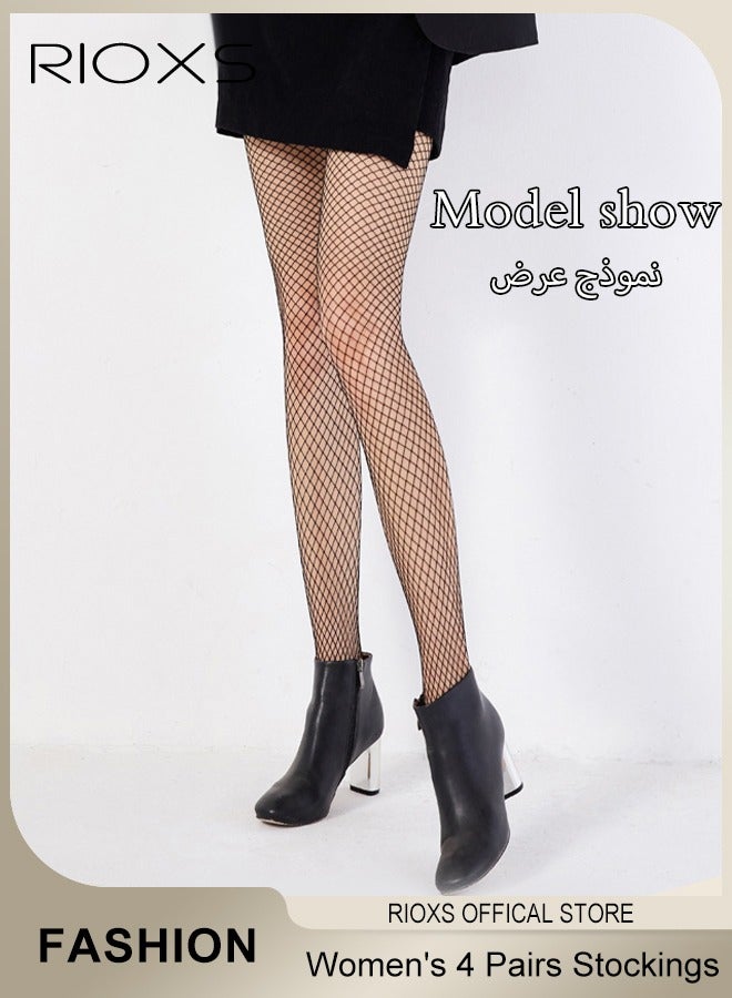 RIOXS 4 Pairs Womens Stockings, Thin Tights Stockings, High Waist Sheer Leggings, Ultra-Thin Soft Stocking, Pantyhose Hollow Stocks, Stretchable Pantyhose Stocking, Ladies Stockings for Dates, Weddings, Stage Performances, Formal Gatherings  - Image 5