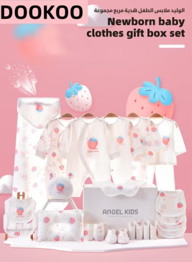 24PCS Newborn Baby Gift Set, Newborn Layette Gift Set for Boys and Girls, Babies Essential Clothes Accessories with Baby Blanket, 100% Premium Cotton, for Spring Summer Autumn Winter Four Seasons