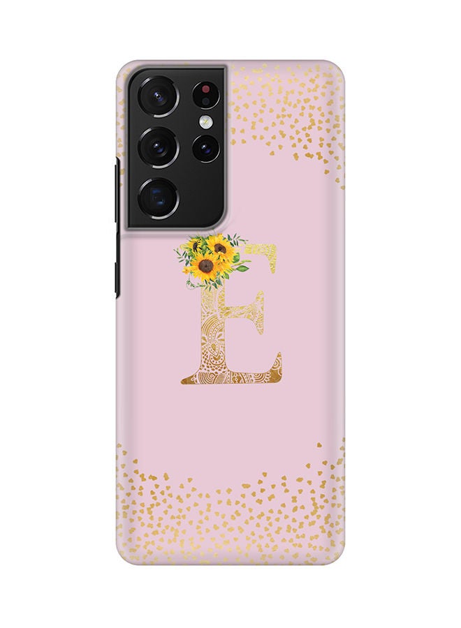 Stylizedd Monogram Slim Cover for Samsung Galaxy S21 Ultra 5G Case Custom Initials Letter Floral Pattern Snap Series Mobile Cover Matte Alphabet  - E (Pink) - Image 1