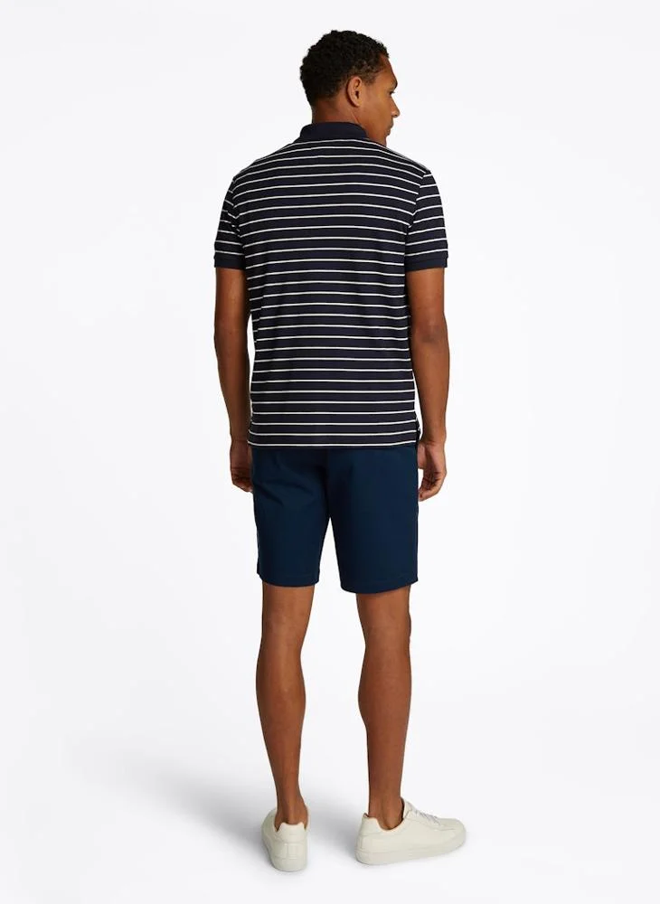 TOMMY HILFIGER Logo Print Striped Polo Shirt