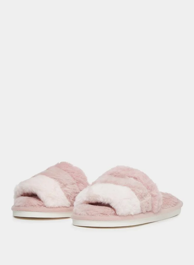 Take Two Plush Color Blocked Slipper