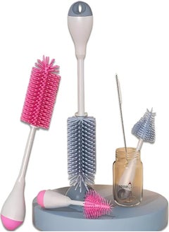 Generic Bottle Cleaning Set - A 3-piece kit designed for thorough cleaning of bottles, featuring a large brush, a small brush, and a specialized straw cleaner for hard-to-reach areas. 