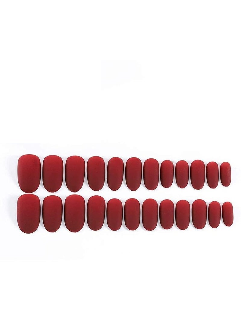 Generic Matt Fake Nail Short Full Cover - 24 Pcs - Image 1