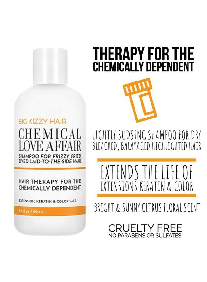Big Kizzy Shampoo for Dry & Damaged Hair - Chemical Love Affair Keratin & Rice Protein Infused to Smooth and Repair Hair, Paraben & Sulfate Free, 8.5oz - Image 2