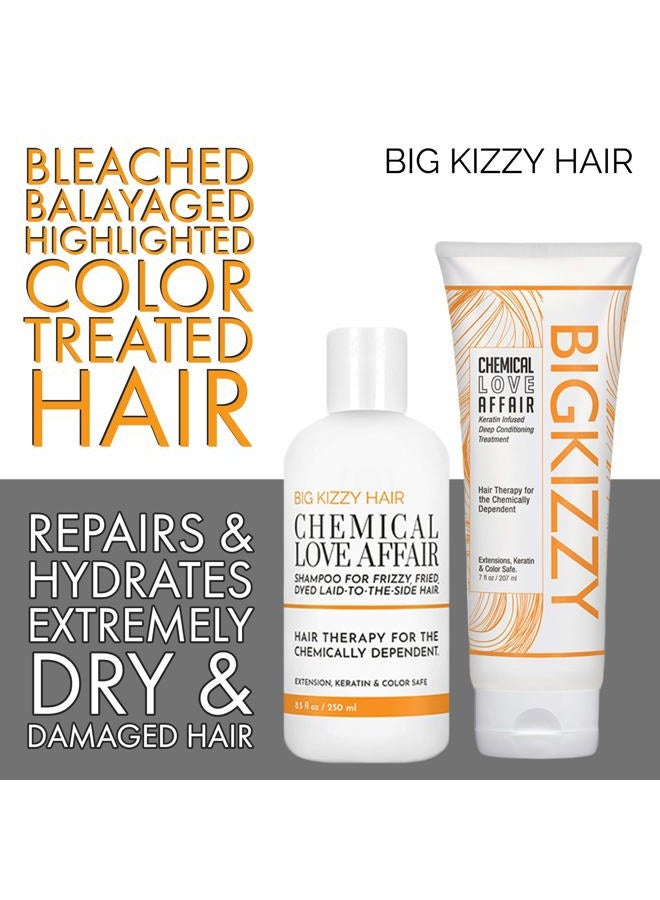 Big Kizzy Shampoo for Dry & Damaged Hair - Chemical Love Affair Keratin & Rice Protein Infused to Smooth and Repair Hair, Paraben & Sulfate Free, 8.5oz - Image 3