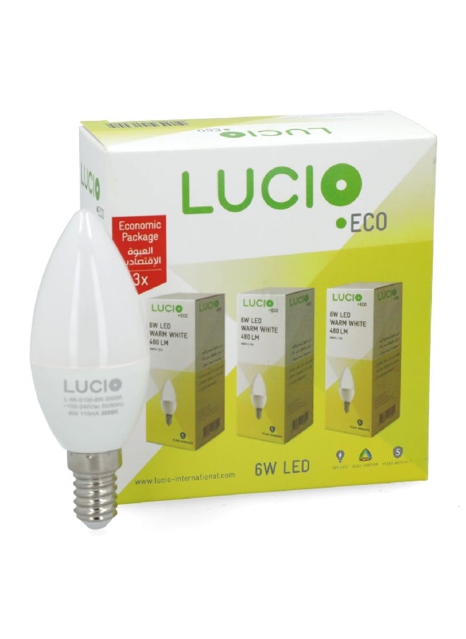 Lucio - 3-Piece 6W LED Bulb Warm White 37 x 101mm L-MI-0100-6W-3000K-P3 - Image 1