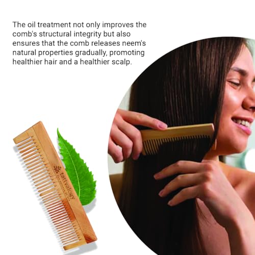 Tattvalogy Double Toothed Raw Neem Comb |Kaachi Neem Wooden Comb for Blood Circulation & Hair Growth | avoid Hair Pulling, Static Electricity, Itchy Scalp & Oil Build-Up - Image 5