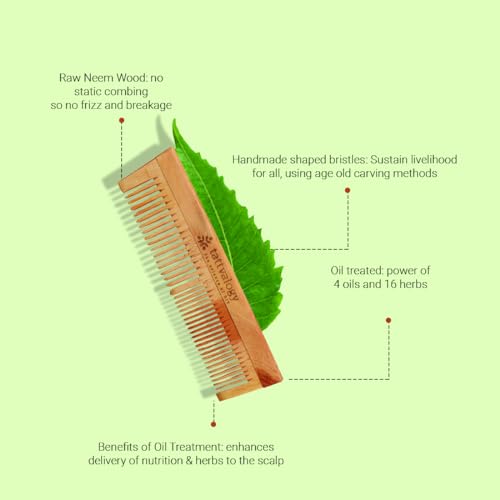 Tattvalogy Double Toothed Raw Neem Comb |Kaachi Neem Wooden Comb for Blood Circulation & Hair Growth | avoid Hair Pulling, Static Electricity, Itchy Scalp & Oil Build-Up - Image 4