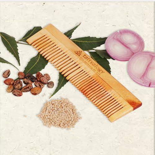 Tattvalogy Double Toothed Raw Neem Comb |Kaachi Neem Wooden Comb for Blood Circulation & Hair Growth | avoid Hair Pulling, Static Electricity, Itchy Scalp & Oil Build-Up - Image 3