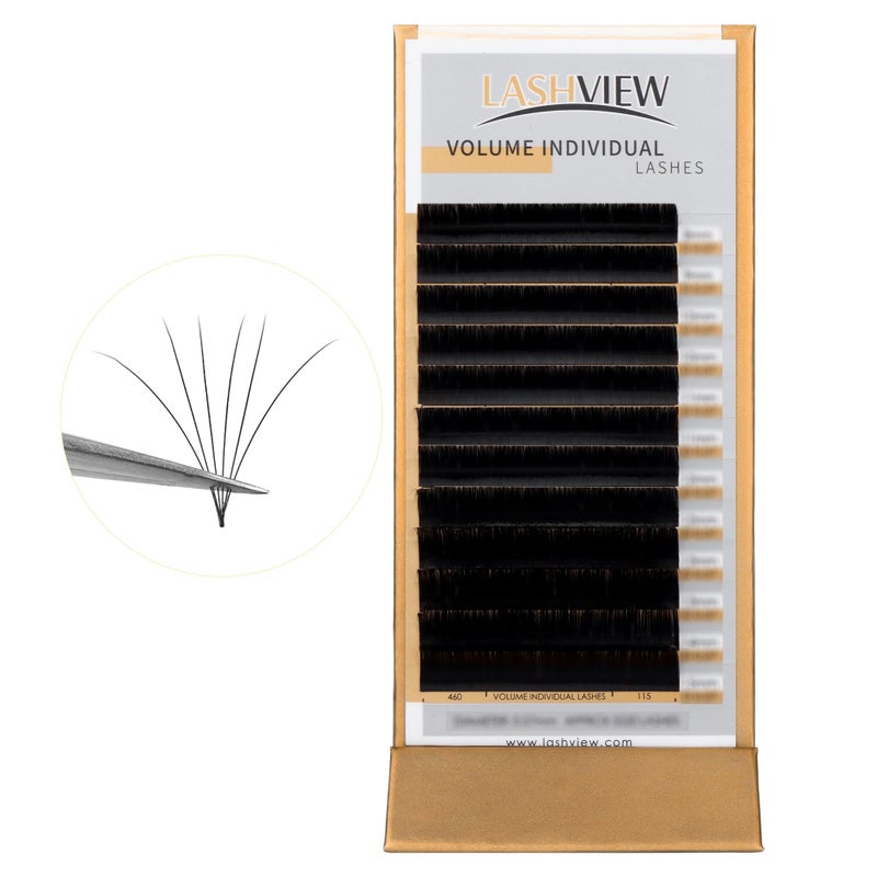 LASHVIEW تمديدات الرموش الصناعية LASHVIEW فئة الفان للاستخدام المهني في الصالونات بسماكة 0.05 مم، قوس ناعم C، بطول 8-15 مم مختلطة، رموش حريرية فردية شبه دائمة. - Image 1