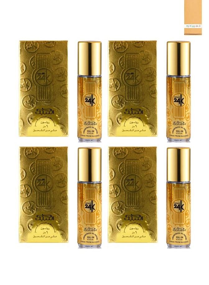 Nabeel 4 Pcs Nabeel Gold 24K Alcohol Free Roll On Oil Perfume 6ML - Image 1
