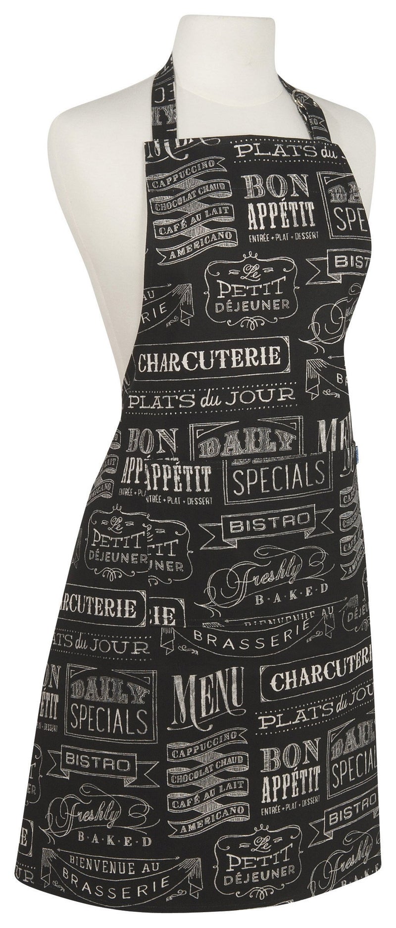 Now Designs Chalkboard Cotton Chef's Kitchen Apron  Black Print 28 x 32 in One Size - Image 1