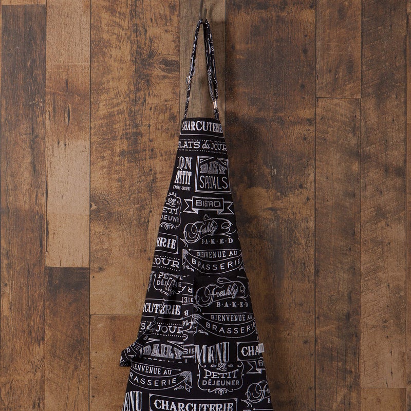 Now Designs Chalkboard Cotton Chef's Kitchen Apron  Black Print 28 x 32 in One Size - Image 3
