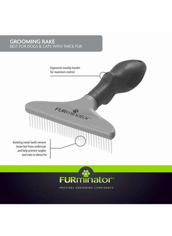 FURminator - Dog/Cat Grooming Rake, Grooming Tool, Removes Loose Hair and Tangles, Gray - Image 1