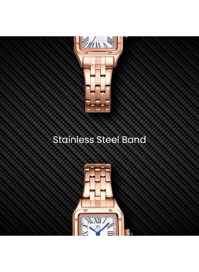 كينيث سكوت Women's Analog Display Watch With Rose gold Stainless Steel Strap - K25512-RBKW