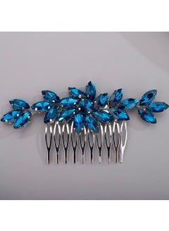 BERYUAN Crystals Hair Comb for Bride for Women for Girls Cute Flower Hair Comb Slide MultiColor peacock blue 