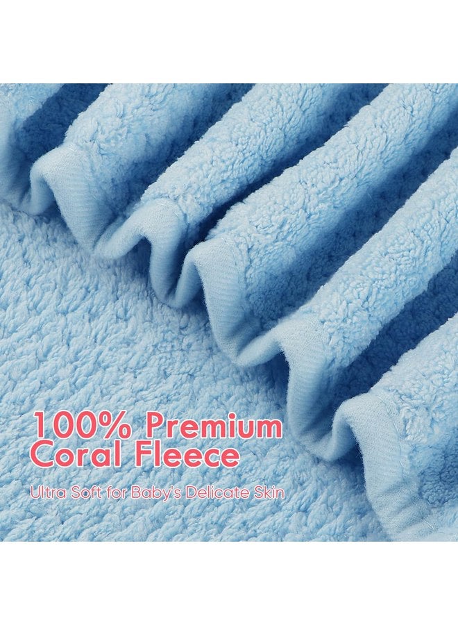 Orighty Baby Hooded Towel with Five Washcloths, 28 x 28 Inch Super Soft Bath Towel with Hood for Babies, Infant, Newborn Essential - Ideal Baby Stuff Registry for Boys and Girls (Blue) - Image 1