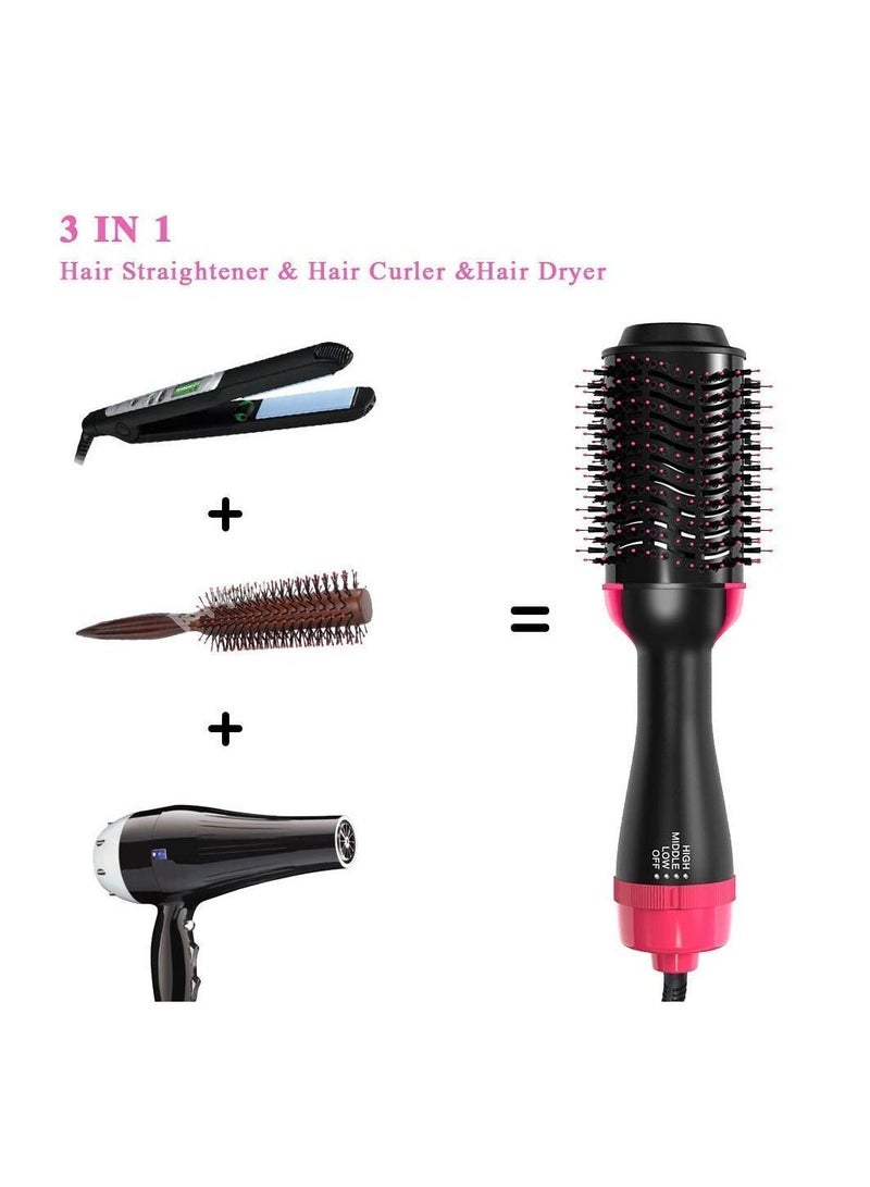 Hot Air Brush 3 In 1 One Step Hair Dryer And Styler Volumizer For Straightening, Curling, Salon Negative Ion Ceramic Blow Dryer Brush For All Hair Types - Image 2