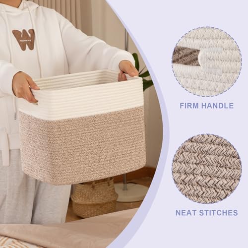 OIAHOMY Storage baskets for Shelf, Toy Storage Basket, Collapsible Storage Bins, Blanket Basket Living Room, Closet Storage for Bedroom, 15 x 9.8 x 11.8 Inches-Pack of 2-Brown, FSB-H-P-02 - Image 3