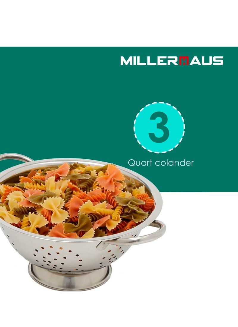 MILLERHAUS - Millerhaus Deep Colander 20 cm - Stainless Steel - Image 1