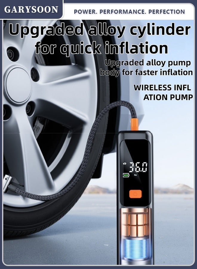 Garysoon 【GARYSOON】Cordless Tire Inflator, 60W Portable Air Pump 7.4V with Digital Pressure Display, LED Light, USB-C Charging for Car, Bike & Motorcycle - Image 5