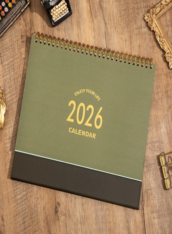 تقويم مكتبي كبير لعام 2026، تقويم شهري للاستخدام من الآن وحتى ديسمبر 2026 - تقويم أكاديمي قائم قابل للطي 10.5 بوصة × 9.9 بوصة - ورق سميك، تجليد مزدوج بسلك معدني مع ملصقات للمنزل أو المكتب (أخضر فاتح) - Image 2