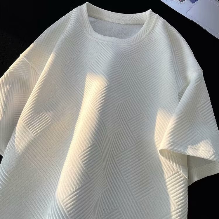 American Retro Short-Sleeved T-Shirt Men's Summer 2023 New Casual Versatile Waffle Ins Trendy Half-Sleeved T-Shirt - Image 5