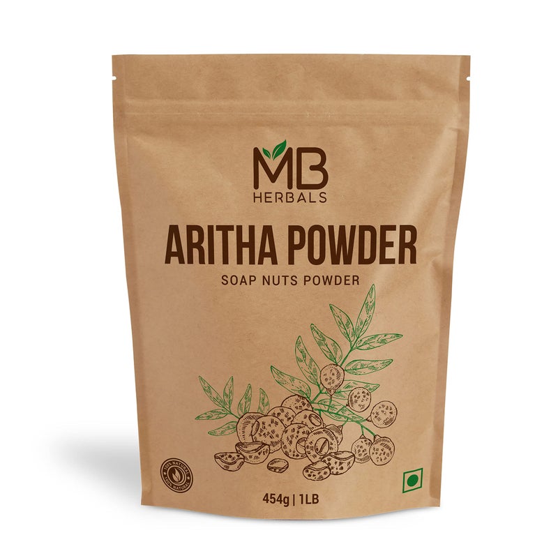 MB Herbals Aritha Powder 16 oz 1 LB 100 Pure Organically Grown Wildcrafted Soap Nut Powder Natural Hair Shampoo Conditioner Sapindus mukorossi
