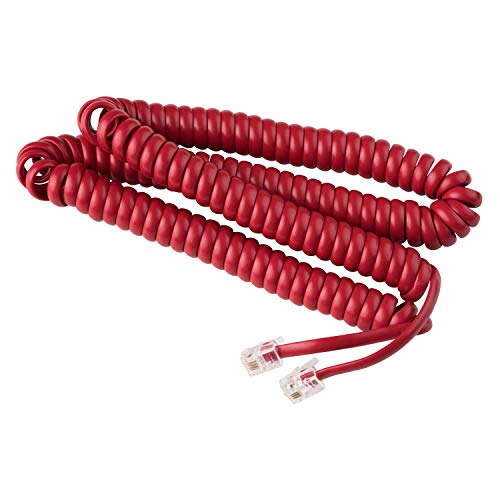 iSoHo Phones Phone Cord for Landline Phone – Tangle-Free, Handset Curly Telephones Land Line Cord – Easy to Use + Excellent Sound Quality – Telephone Cords for Home and Office (15ft Long) Color: Crimson Red - Image 1