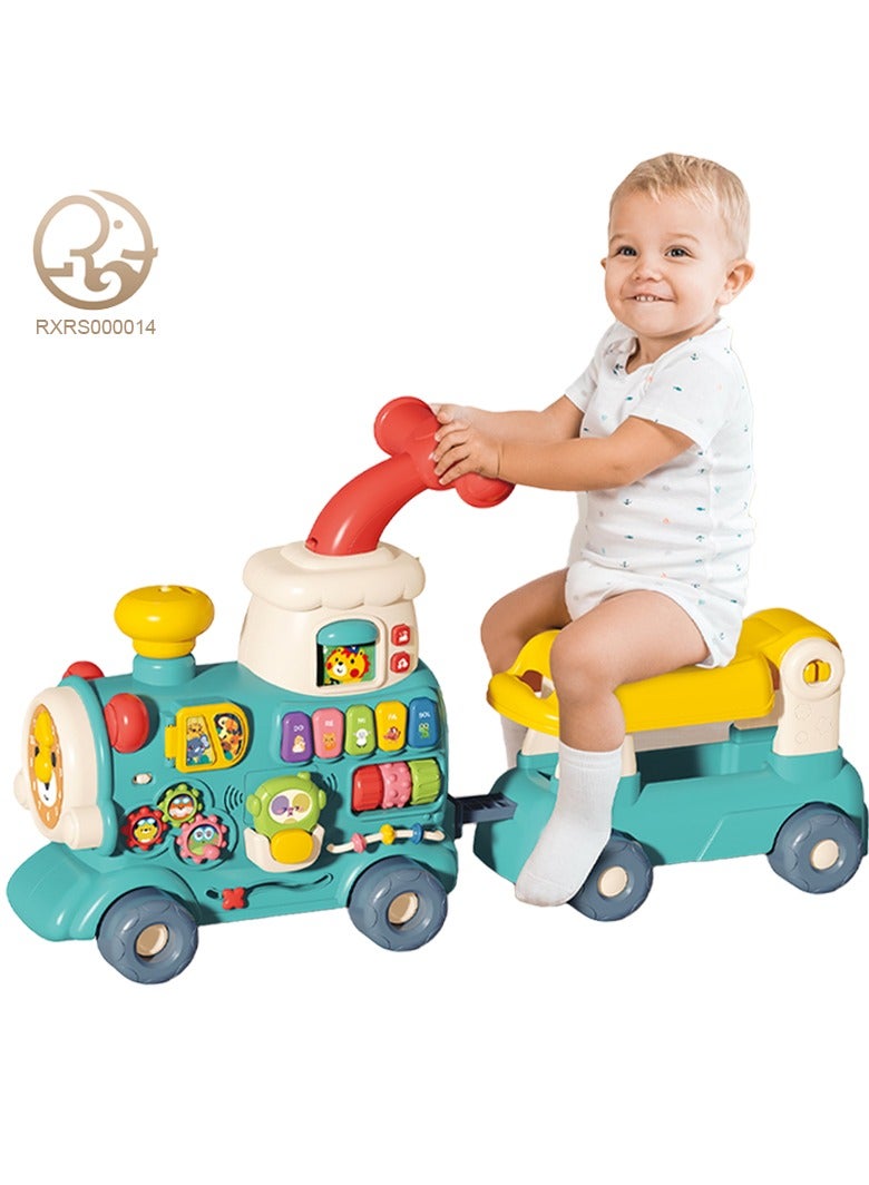 5-in-1 Plastic Ride-on Train Toy for Toddlers Babies 1 To 7 Years Educational Activity Center Toy, Ride-on Train Baby Walker With Music Education Activity Learning Baby Toys Sit-to-Stand Learning Walker - Image 1