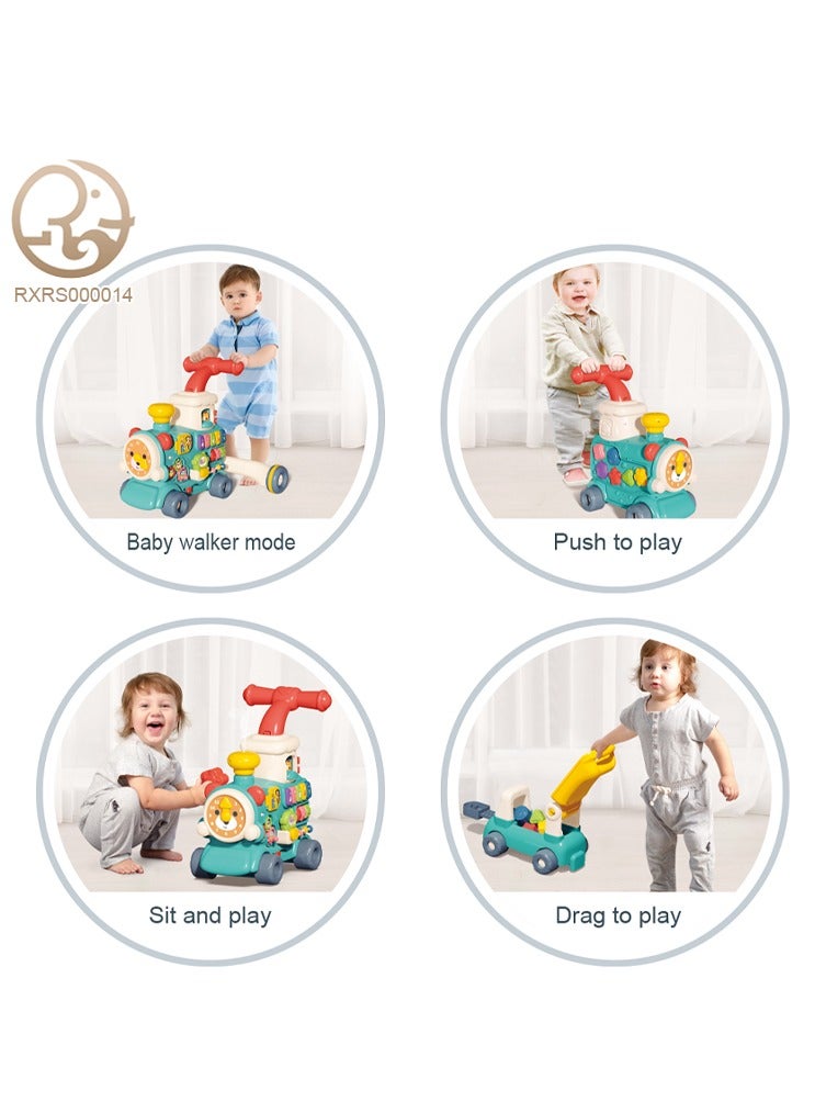 5-in-1 Plastic Ride-on Train Toy for Toddlers Babies 1 To 7 Years Educational Activity Center Toy, Ride-on Train Baby Walker With Music Education Activity Learning Baby Toys Sit-to-Stand Learning Walker - Image 3