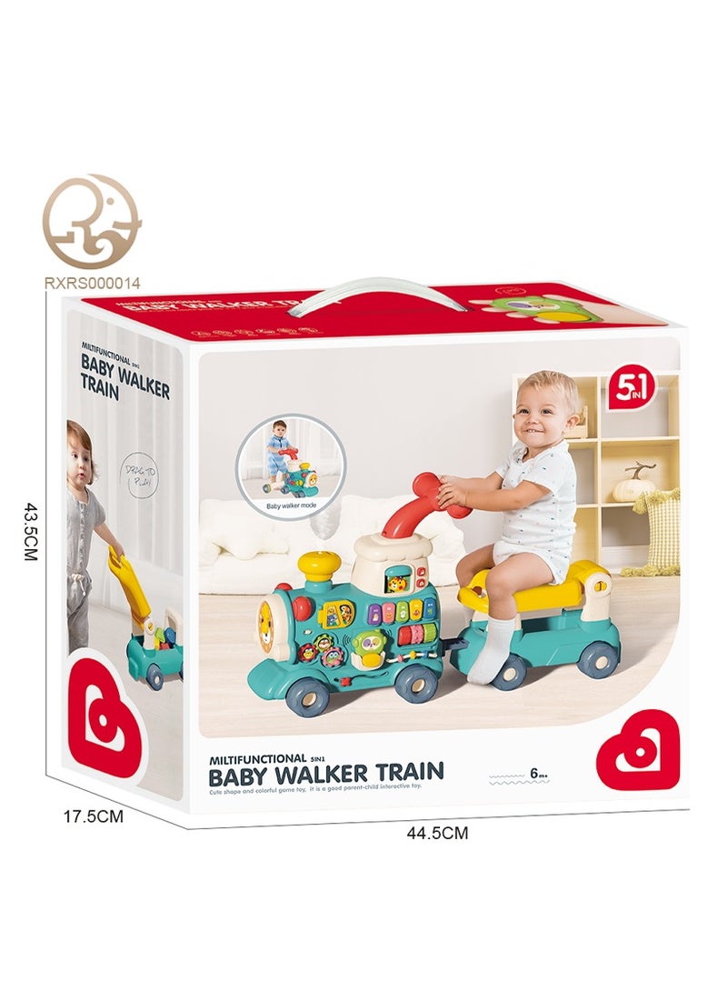 5-in-1 Plastic Ride-on Train Toy for Toddlers Babies 1 To 7 Years Educational Activity Center Toy, Ride-on Train Baby Walker With Music Education Activity Learning Baby Toys Sit-to-Stand Learning Walker - Image 4
