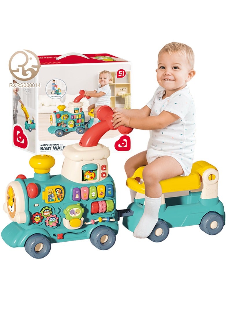 5-in-1 Plastic Ride-on Train Toy for Toddlers Babies 1 To 7 Years Educational Activity Center Toy, Ride-on Train Baby Walker With Music Education Activity Learning Baby Toys Sit-to-Stand Learning Walker - Image 5