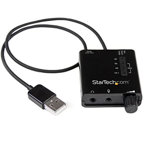 StarTech.com USB Sound Card w/ SPDIF Digital Audio & Stereo Mic – External Sound Card for Laptop or PC – SPDIF Output (ICUSBAUDIO2D),Black 0.6" x 1.8" - Image 1