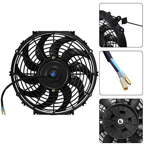 MuHize 12" Automotive Electric Cooling Fan, High Performance, Push/Pull, 12V 80W with Mount Kit, Fits Radiator - Image 2