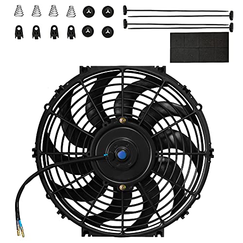 MuHize 12" Automotive Electric Cooling Fan, High Performance, Push/Pull, 12V 80W with Mount Kit, Fits Radiator - Image 1