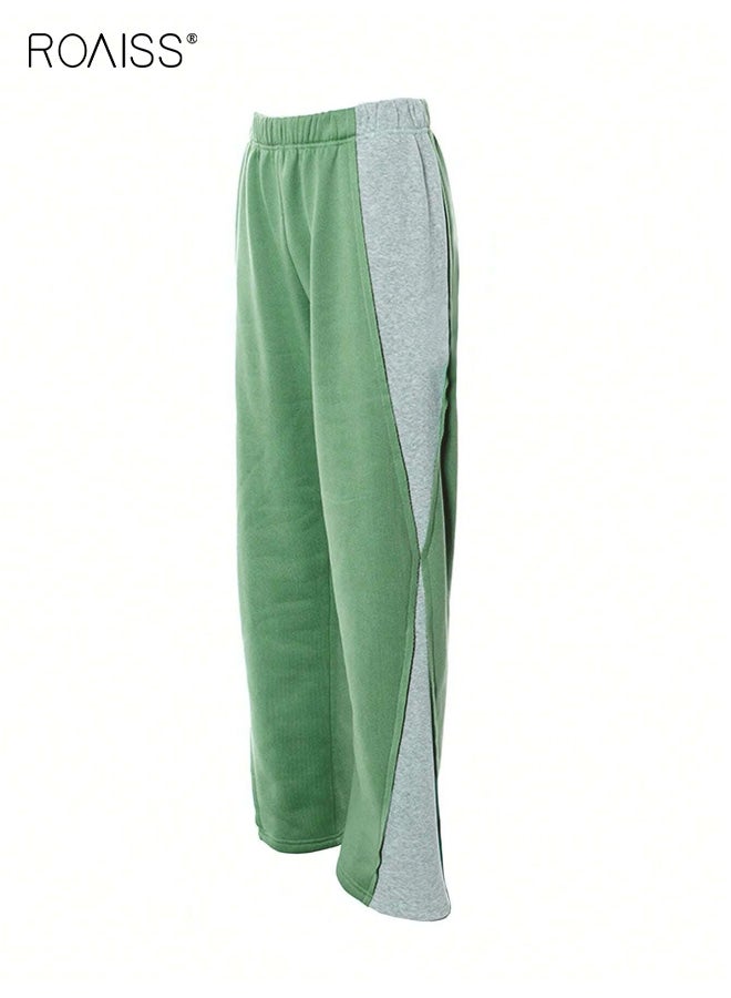 رويس بنطلون رياضي نسائي كاجوال باللون الأخضر النعناعي بتصميم مستوحى من الطراز القديم مع قصة فضفاضة مريحة وساق مستقيمة، قماش ناعم ومريح للارتداء اليومي في فصلي الربيع والخريف - Image 3