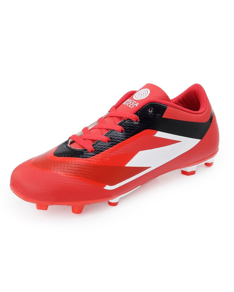 Bacca Bucci “Strike X” Firm Ground Football Shoes | Lightweight Soccer Cleats with High-Traction Studs Red Fury UK 7 - Image 1