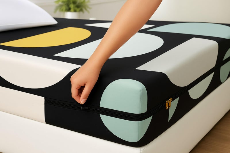 House Fox 4x6 Cotton Mattress Cover Dewan Bed (72x48x6 inch) with Zipper| Non-Shrink Heavy Fabric | Strong Zip with Metal Lock | Interlocked Stitching | 360 Degree Fully Covered - Image 1