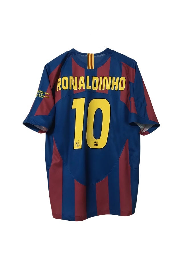 2005-2006 برشلونة المنزل الرجعية لكرة القدم موحدة #10 رونالدينيو كرة القدم جيرسي هدية للجماهير والأصدقاء - Image 1