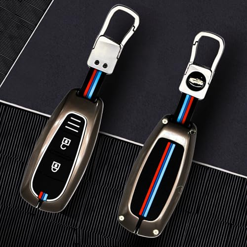 KMH Metal Car Key Cover Compatible with Maruti Suzuki Baleno, Ignis, S-Cross, Ciaz, Grand Vitara, Brezza, Swift, Ertiga, Ritz Smart Keycover with Keychain 2 Button Key Shell Case Holder Protector - Image 1